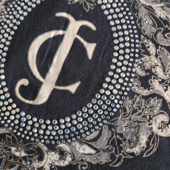 Y2K Juicy Couture Women's Gray T-Shirt Goth Graphic Embelished, Large - Picture 4 of 8